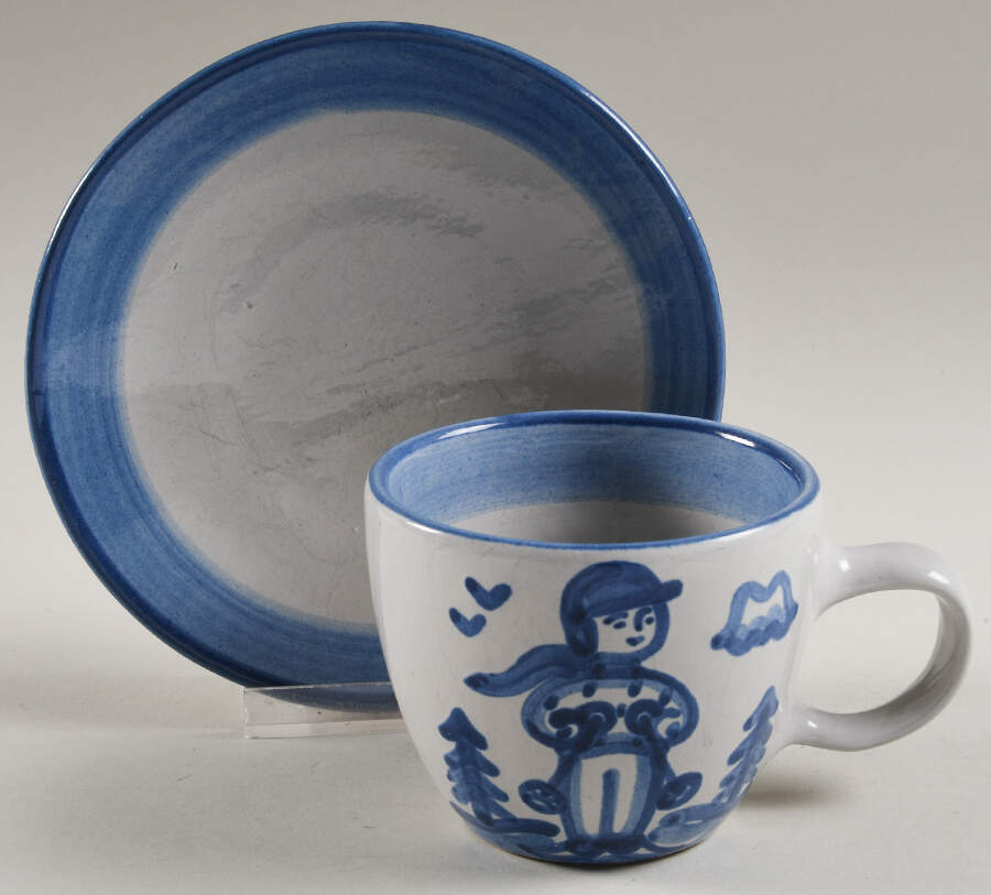 Skier Flat Cup & Saucer Set by M A Hadley-1