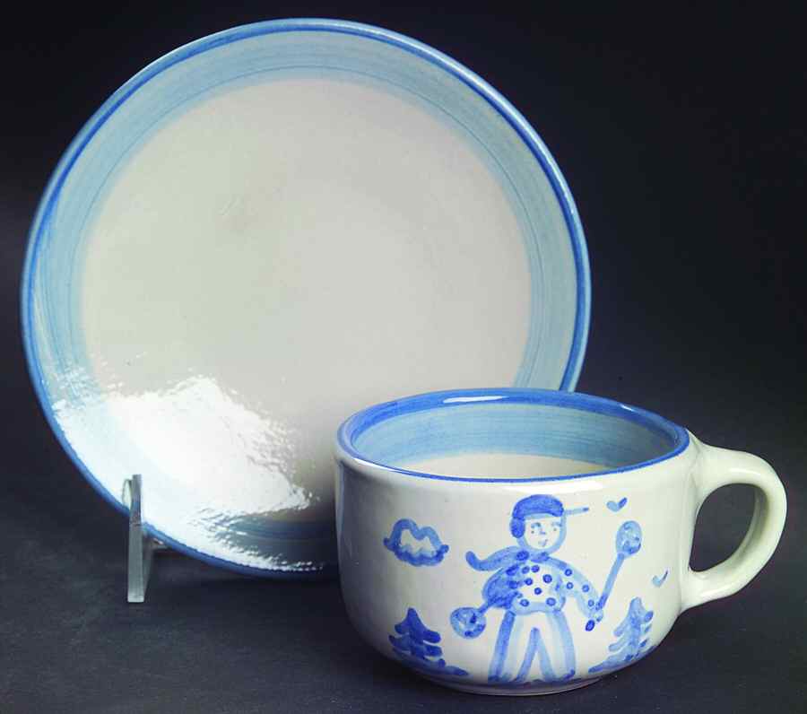 Skier Flat Cup & Saucer Set by M A Hadley-1