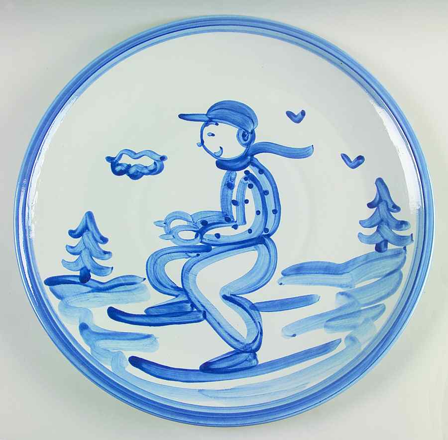 Skier 15" Chop Plate (Round Platter) by M A Hadley-1