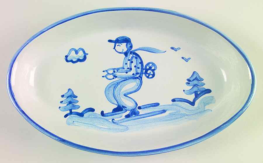 Skier 11" Oval Serving Platter by M A Hadley-1