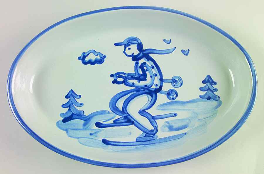 Skier 13" Oval Serving Platter by M A Hadley-1