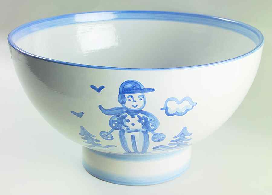 Skier Punch Bowl & Stand by M A Hadley-1