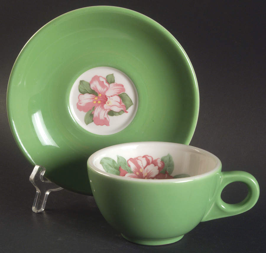 HLC1138 Flat Cup & Saucer Set by Homer Laughlin -1