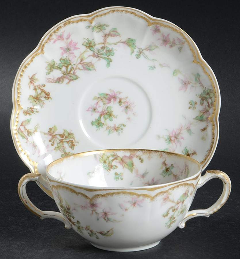 Schleiger 32H Flat Bouillon Cup & Saucer by Haviland-1