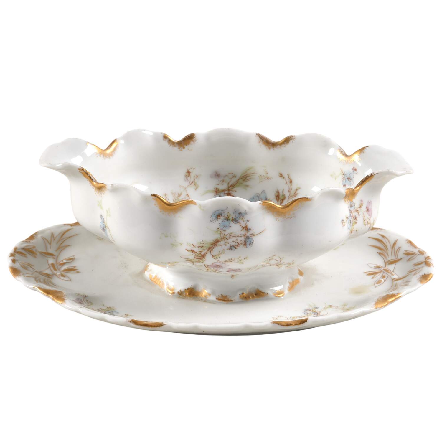 Schleiger 38b Gravy Boat with Attached Underplate by Haviland-1