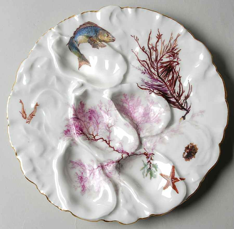 Sea Life Oyster Plate by Haviland-1