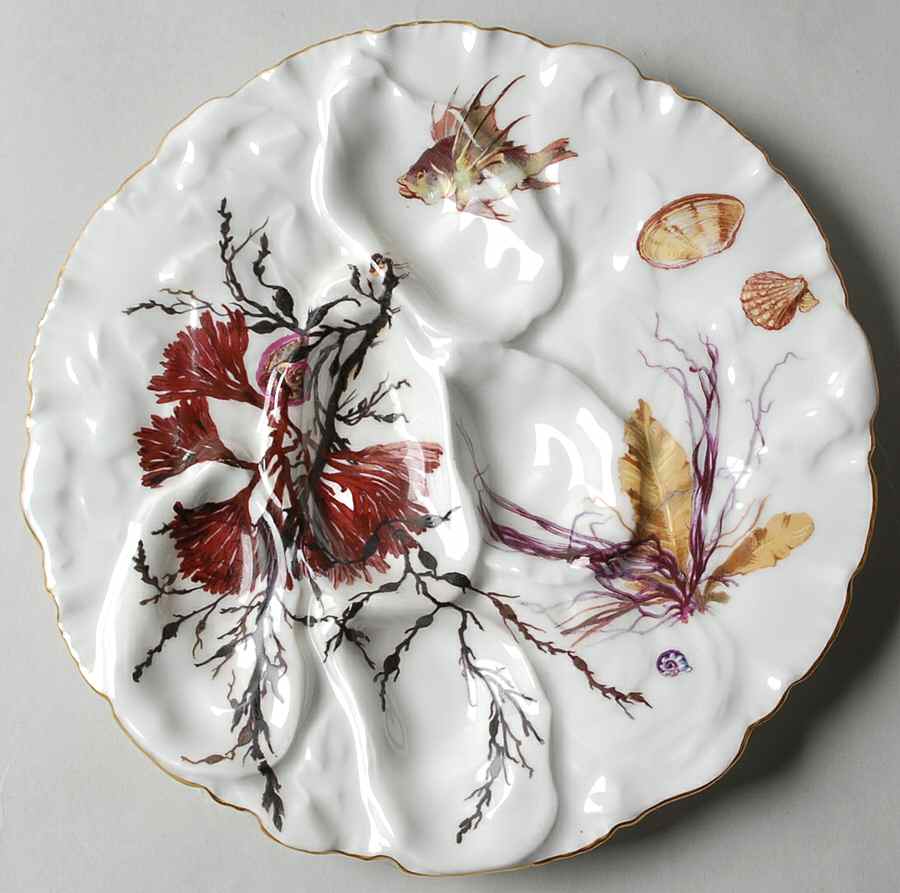 Sea Life Oyster Plate by Haviland-1