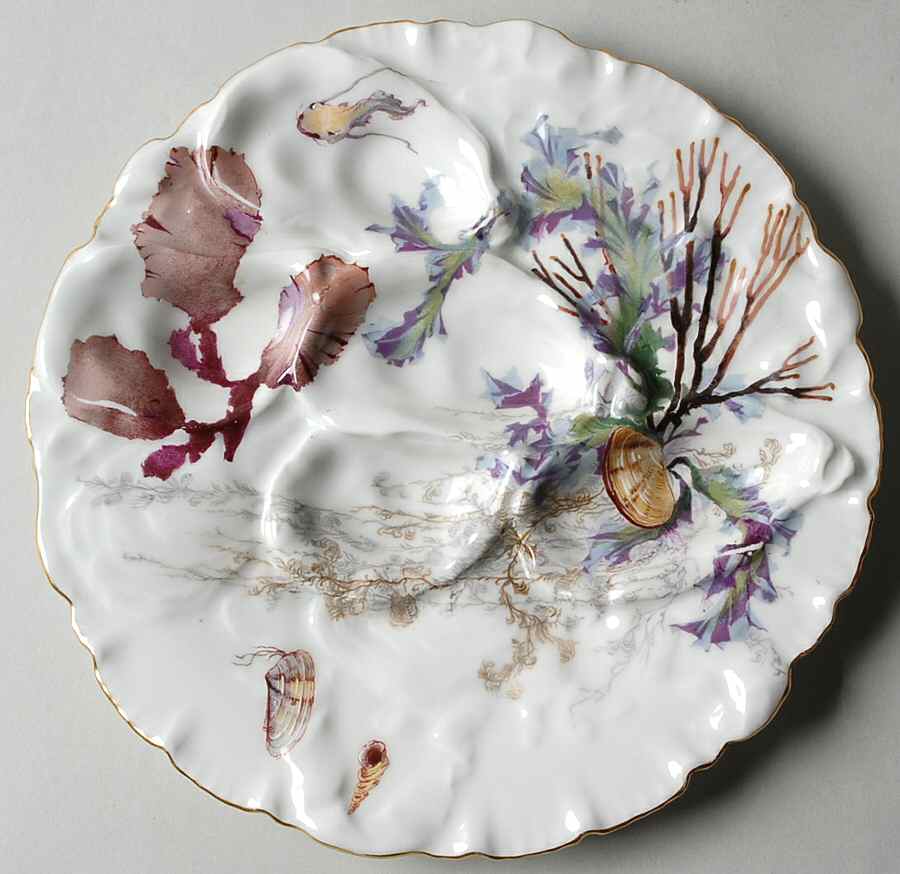 Sea Life Oyster Plate by Haviland-1