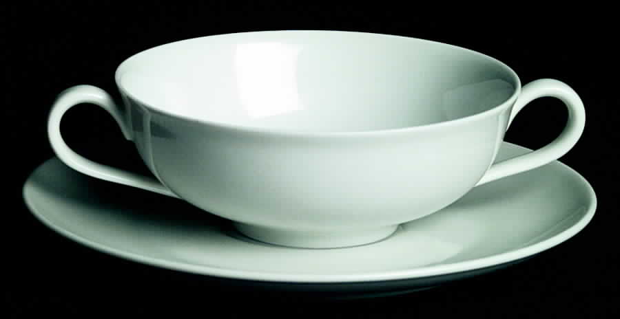 Anmut White Flat Cream Soup Bowl & Saucer Set by Heinrich - H&C-1