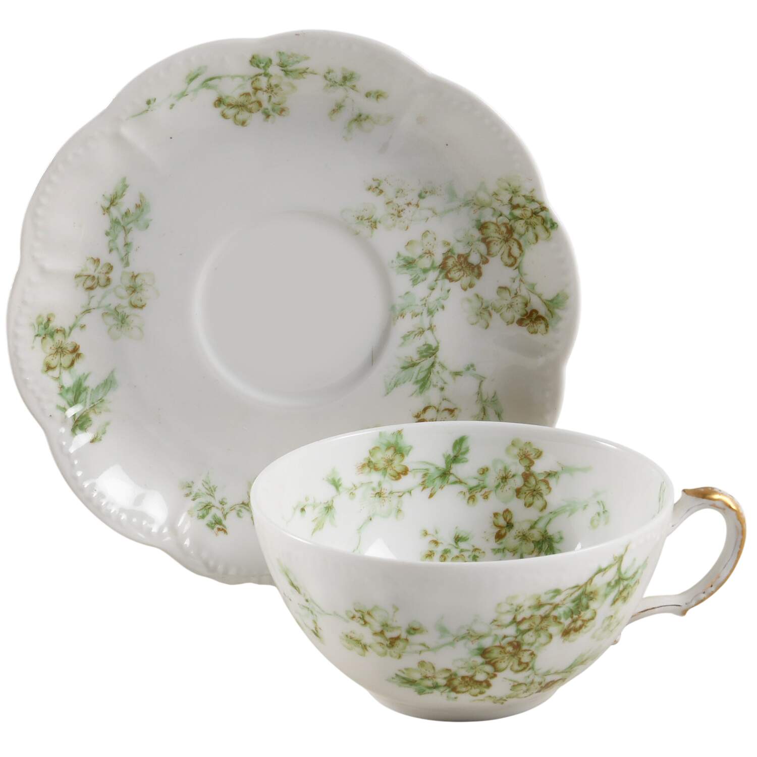 Schleiger 58k Flat Cup & Saucer Set by Haviland-1