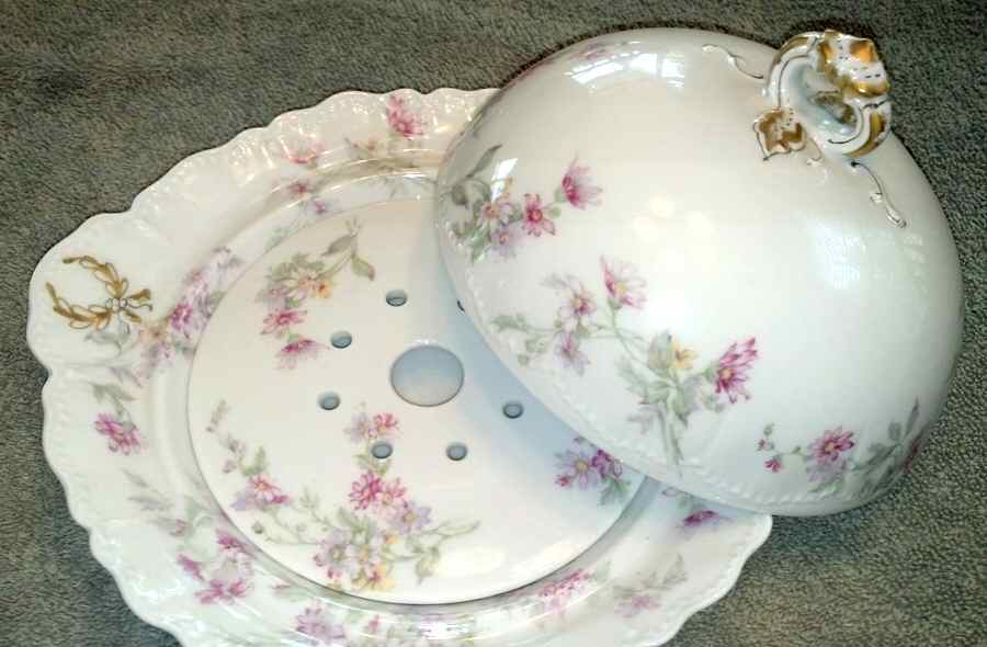 Schleiger 75a Round Covered Butter with Strainer by Haviland-1