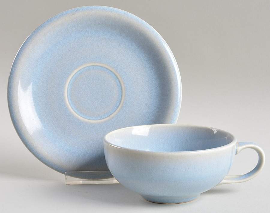 Forecast Blue (Azure Blue) Flat Cup & Saucer Set by Harmony House China-1