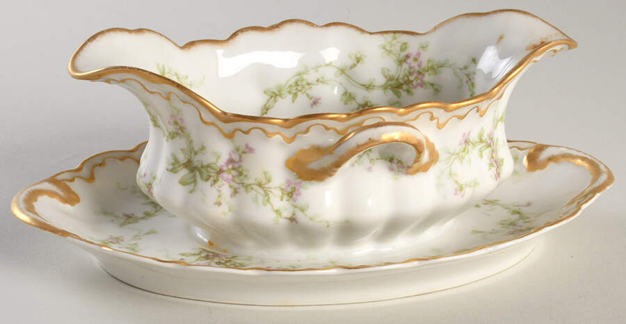 Schleiger 1024-1 Gravy Boat with Attached Underplate by Haviland-1
