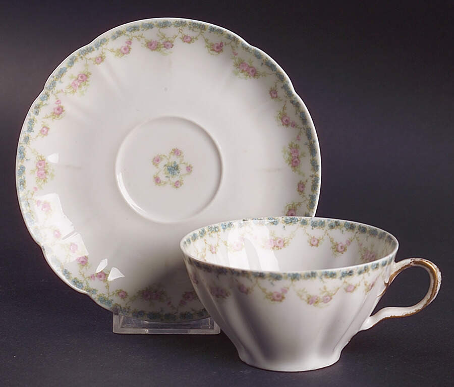 Schleiger 82A Flat Cup & Saucer Set by Haviland-1