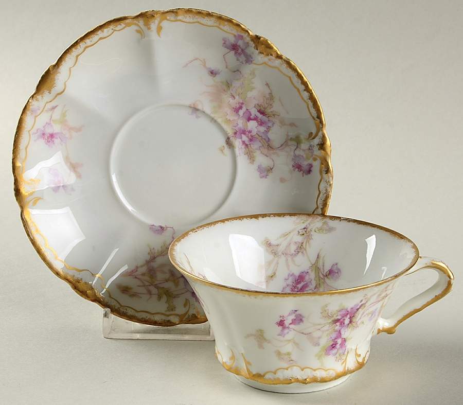 Schleiger 147A Flat Cup & Saucer Set by Haviland-1