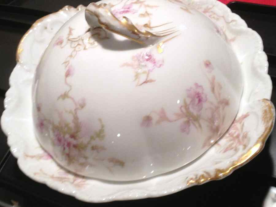 Schleiger 147E Round Covered Butter with Strainer by Haviland-1