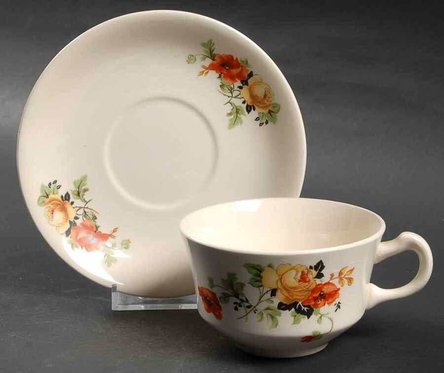 HLC1213 Flat Cup & Saucer Set by Homer Laughlin -1