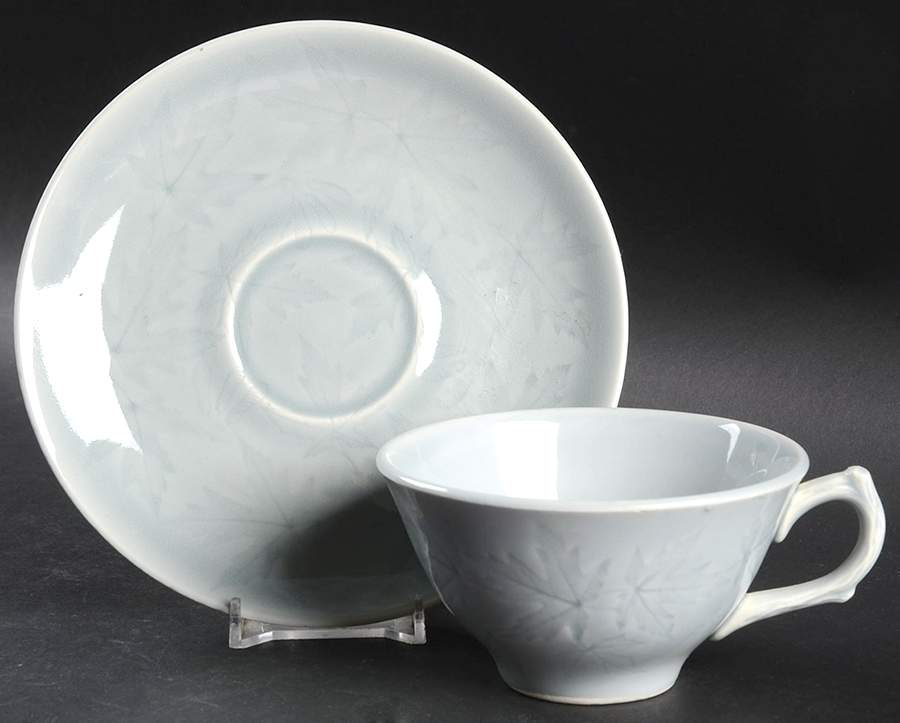 Woodsong Gray Flat Cup & Saucer Set by Harker-1