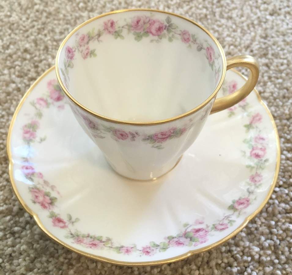 Schleiger 528e Flat Demitasse Cup & Saucer Set by Haviland-1
