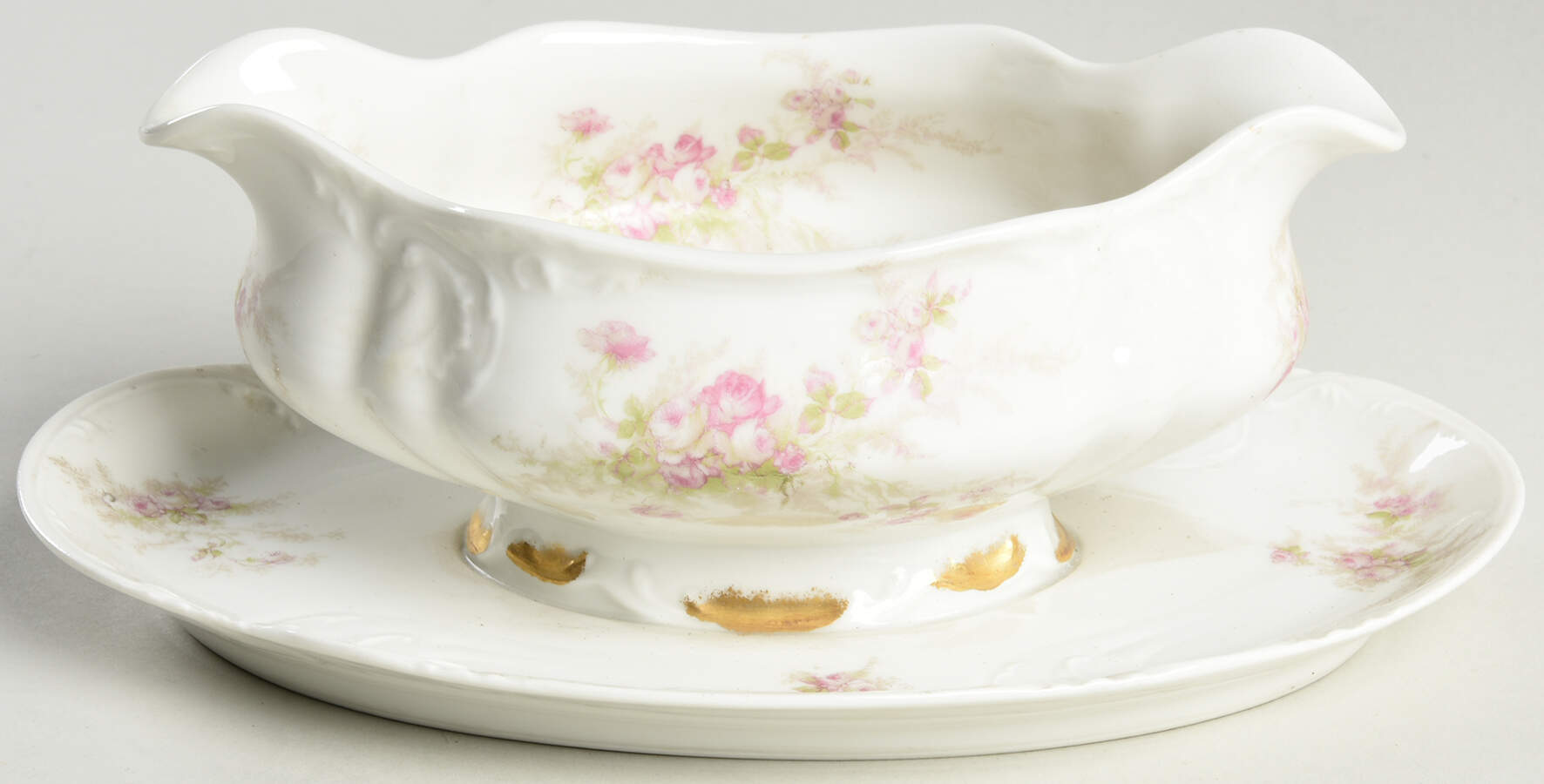 Schleiger 223b Gravy Boat with Attached Underplate by Haviland-1
