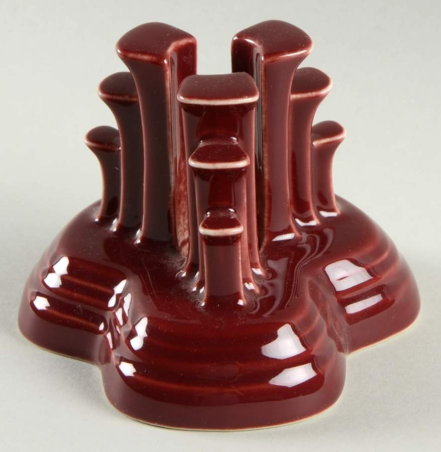 Fiesta Cinnabar (Intro 2000) Tripod Candleholder by Homer Laughlin -1