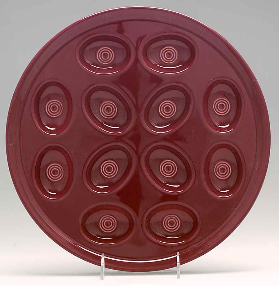 Fiesta Cinnabar (Intro 2000) Deviled Egg Plate by Homer Laughlin -1