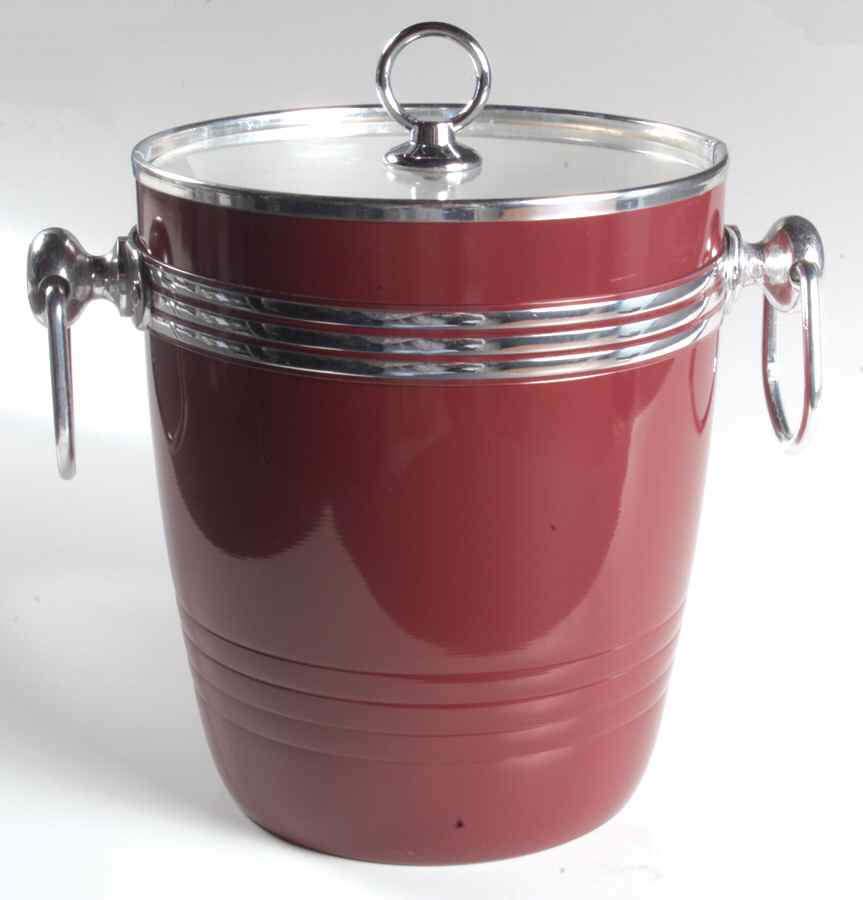 Fiesta Cinnabar (Intro 2000) Metal Ice Bucket & Lid by Homer Laughlin -1