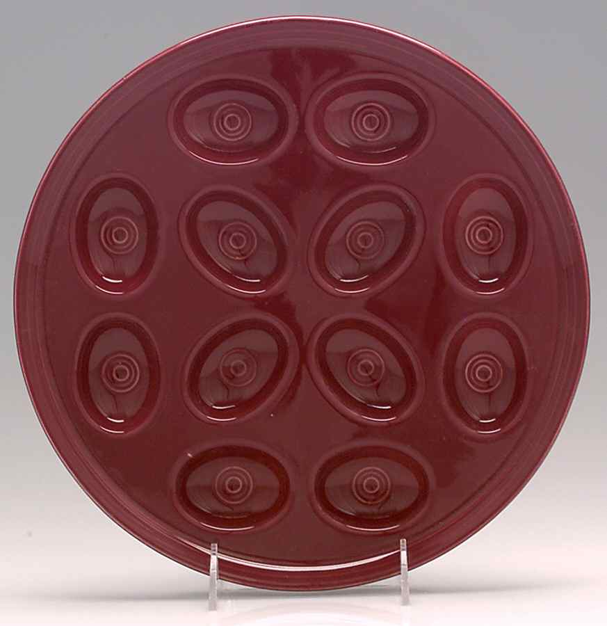 Fiesta Cinnabar (Intro 2000) Deviled Egg Plate by Homer Laughlin -1
