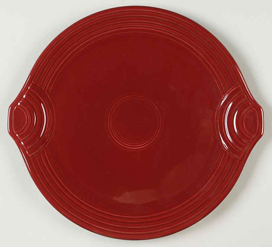 Fiesta Cinnabar (Intro 2000) Handled Cake Plate by Homer Laughlin -1