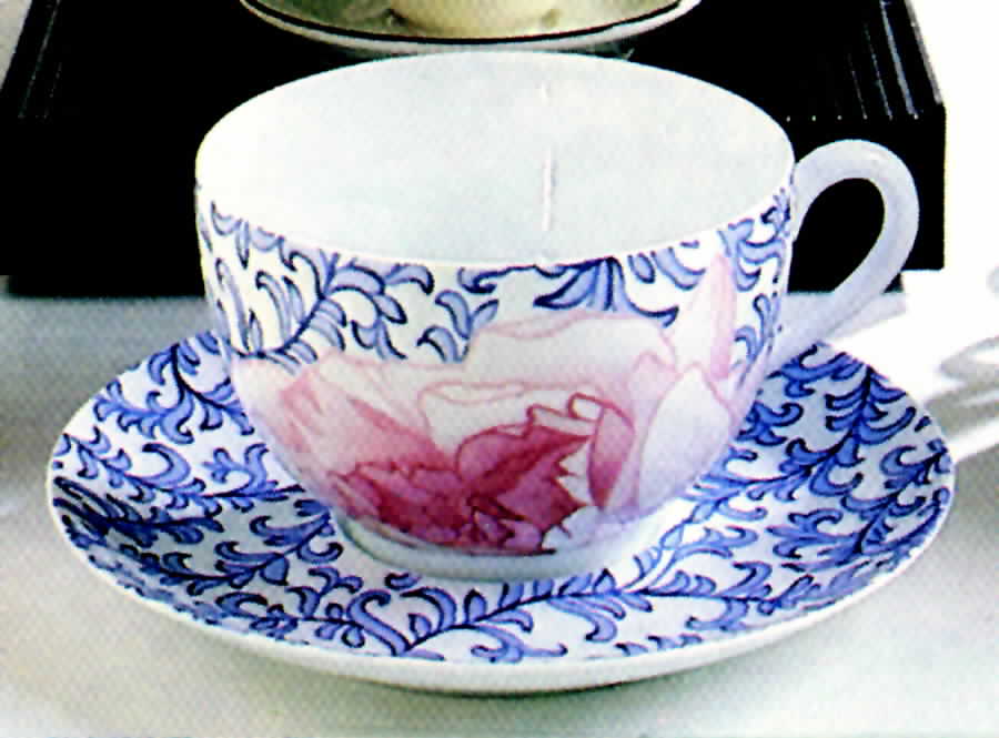 Peony Flat Cup & Saucer Set by Robert Haviland-1
