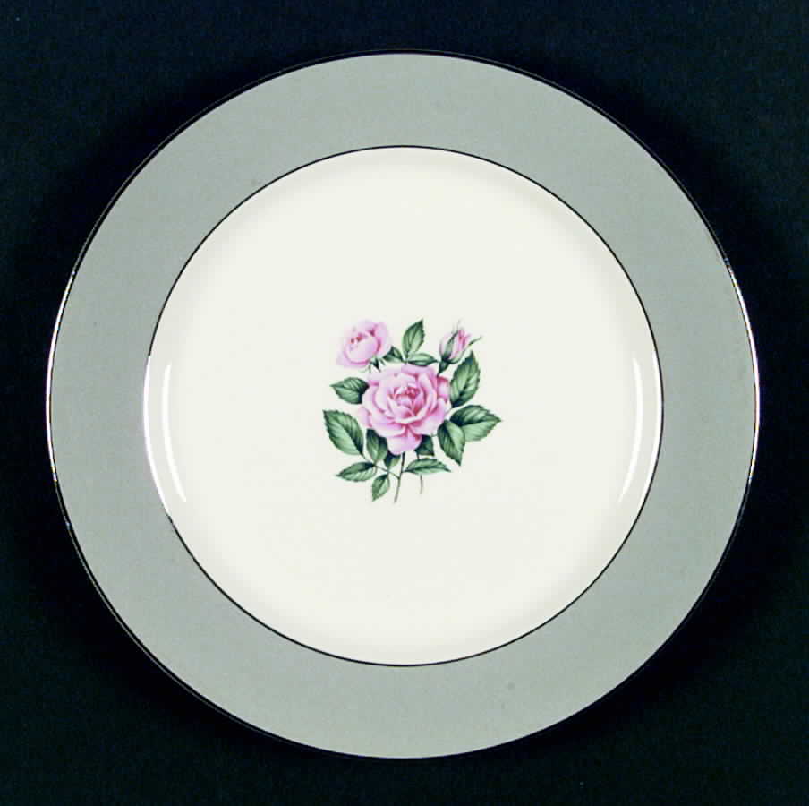 Brittany Rose (Platinum Trim) Dinner Plate by Homer Laughlin -1