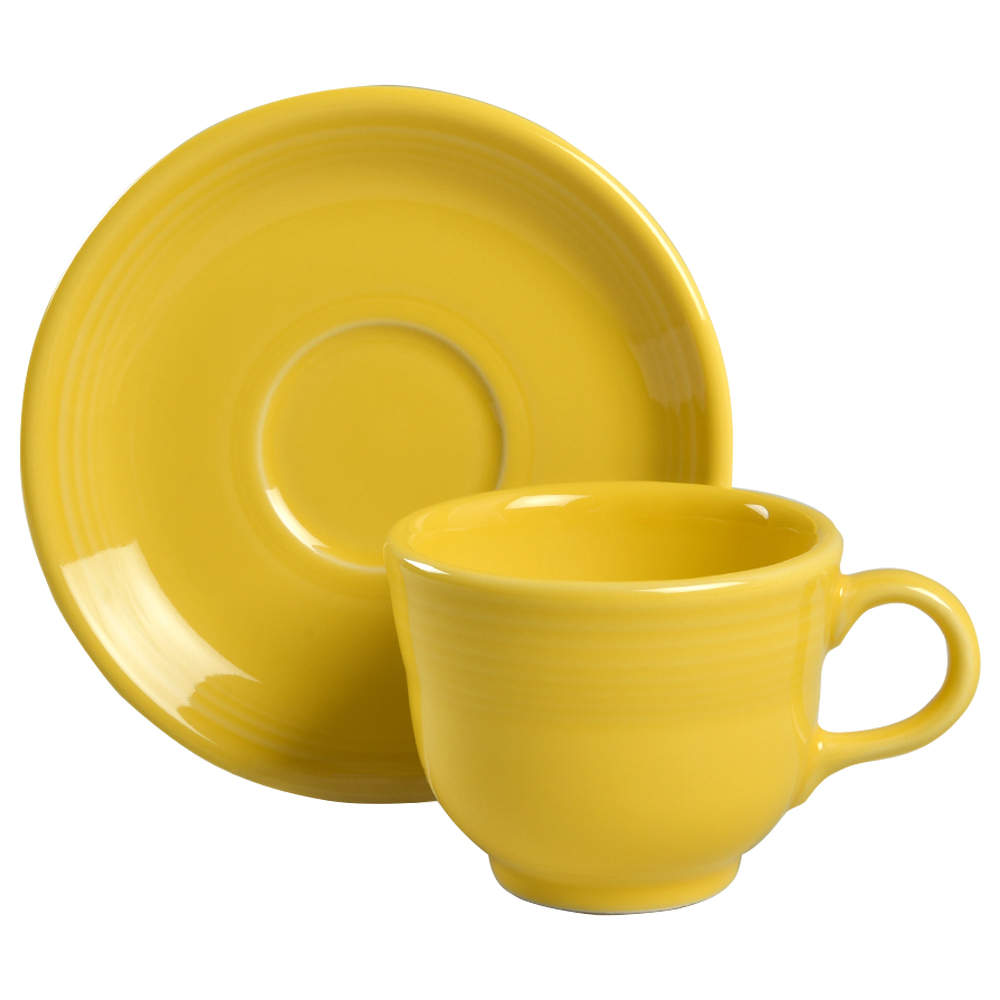 Fiesta Sunflower (Intro 2001) Flat Cup & Saucer Set by Homer Laughlin -1