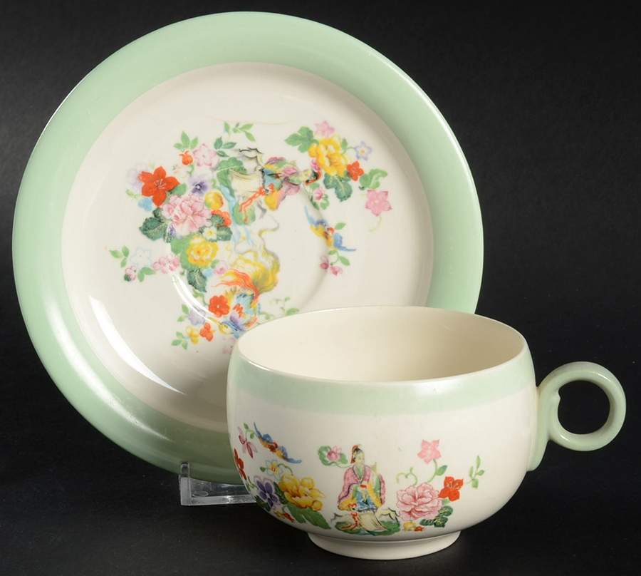 Chinese Princess Flat Cup & Saucer Set by Homer Laughlin -1