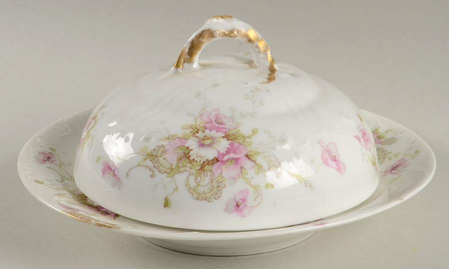 Schleiger 313b Round Covered Butter with Strainer by Haviland-1