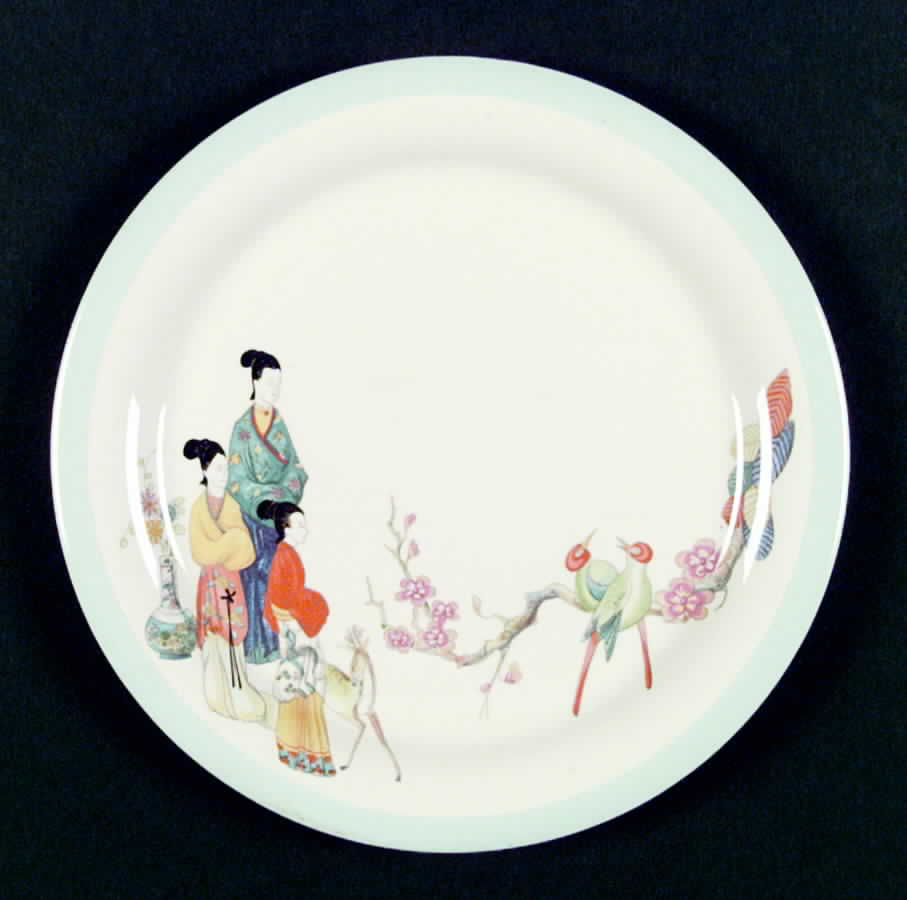 Chinese Three (Eggshell Swing) Dinner Plate by Homer Laughlin -1