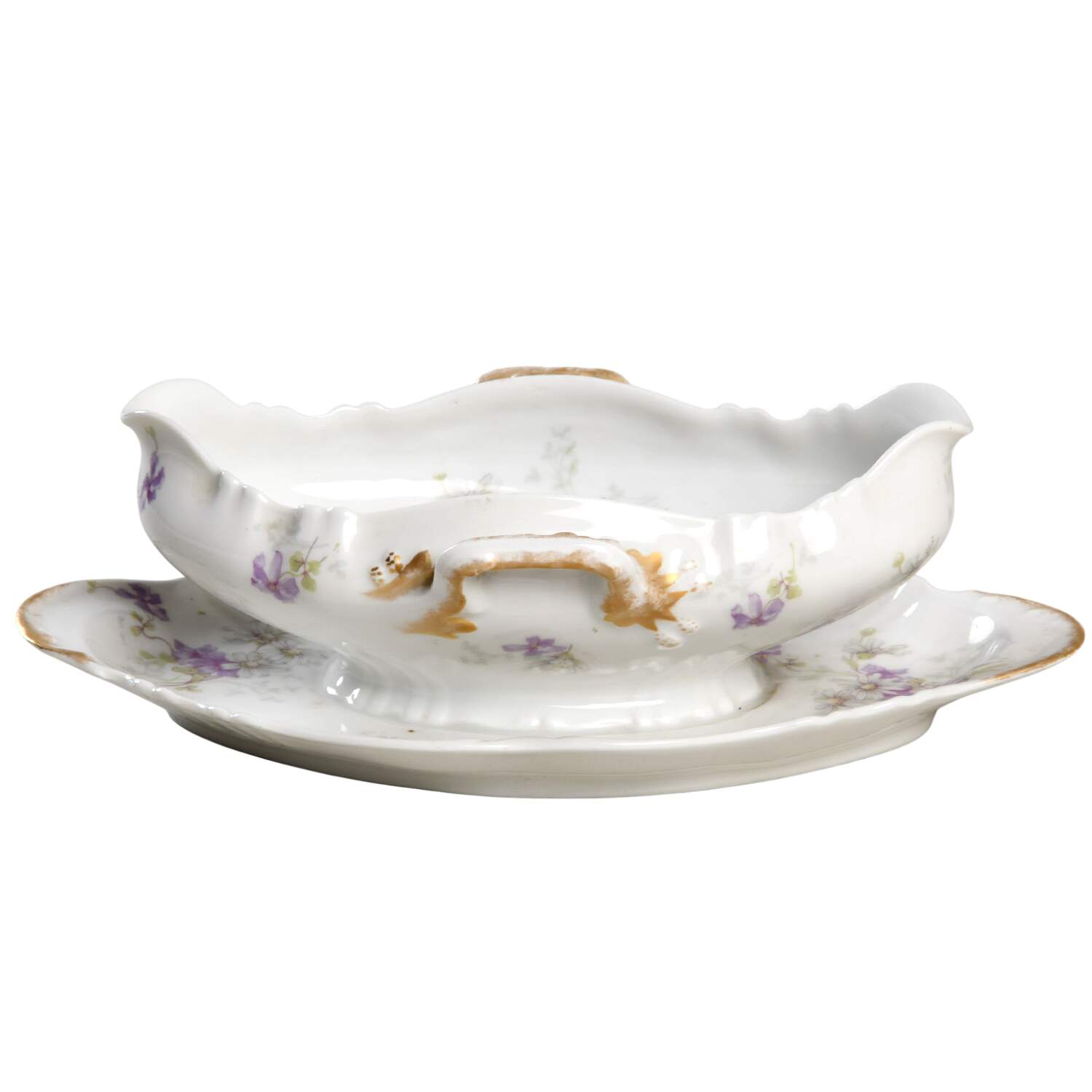 Schleiger 331G Gravy Boat with Attached Underplate by Haviland-1