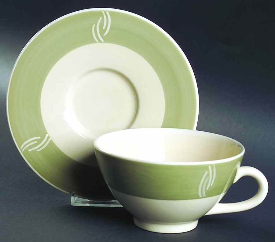 HNY1 Green Breakfast Cup & Saucer Set by Holdenby-1