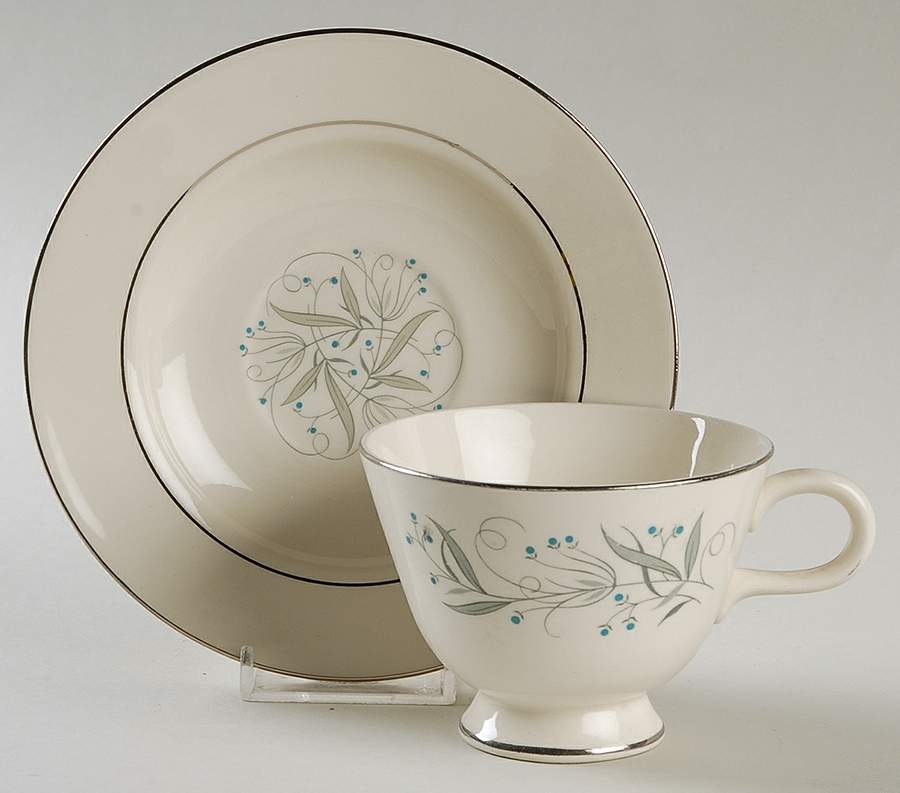 Celeste Footed Cup & Saucer Set by Homer Laughlin -1