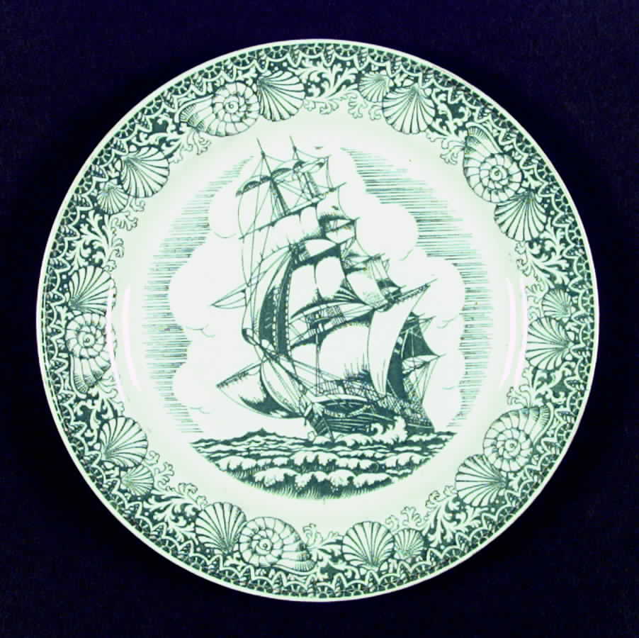 Famous Old Ships Blue Dinner Plate by Homer Laughlin -1