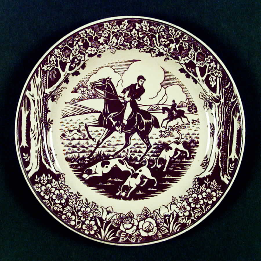 Old Sport Scene Brown Dinner Plate by Homer Laughlin -1