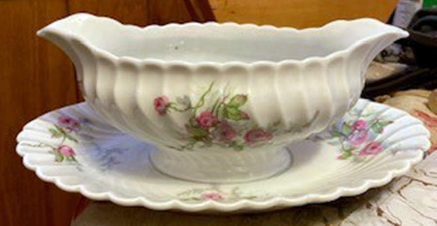Julia (Blue Backstamp) Gravy Boat with Attached Underplate by Haviland-1