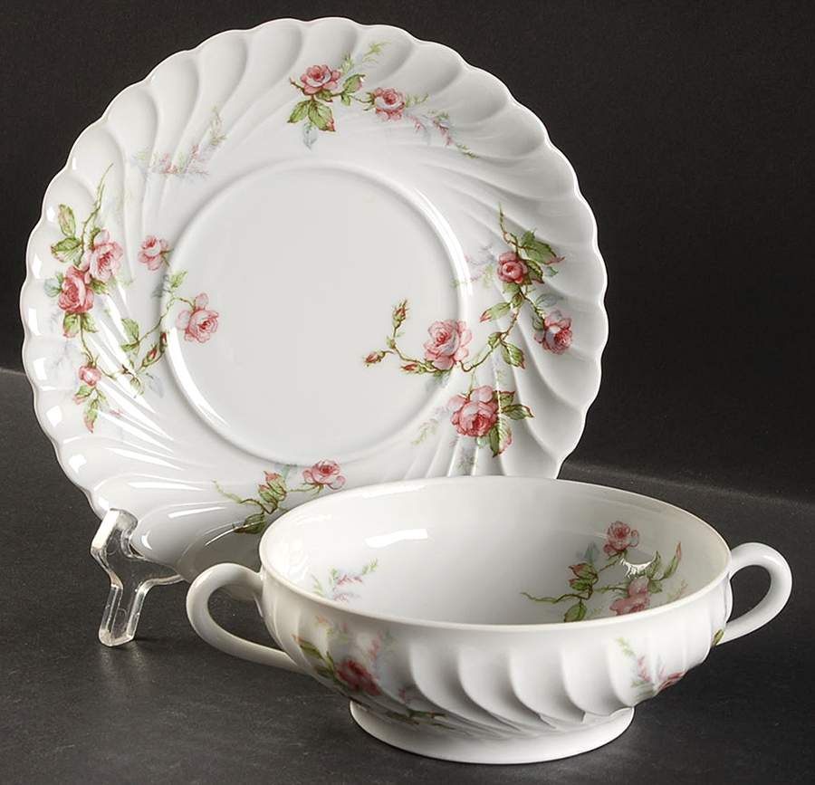 Julia (Blue Backstamp) Flat Cream Soup Bowl & Saucer Set by Haviland-1