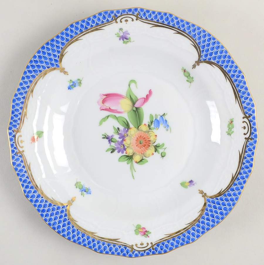 Printemps Blue Border Dessert Luncheon Plate by Herend-1