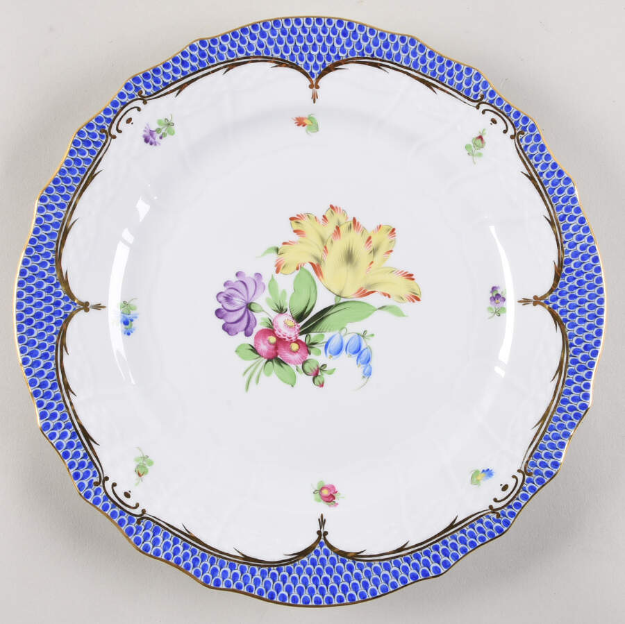Printemps Blue Border Service Plate (Charger) by Herend-1