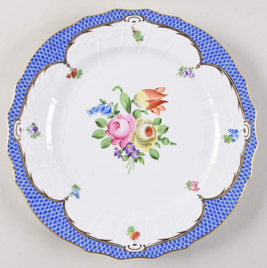 Printemps Blue Border Service Plate (Charger) by Herend-1