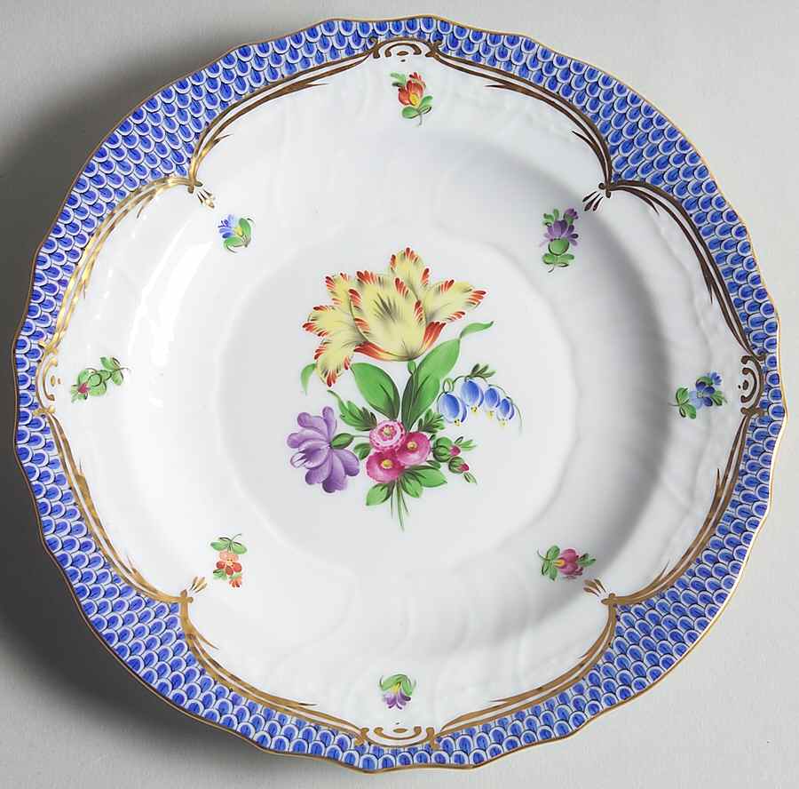 Printemps Blue Border Salad Plate by Herend-1