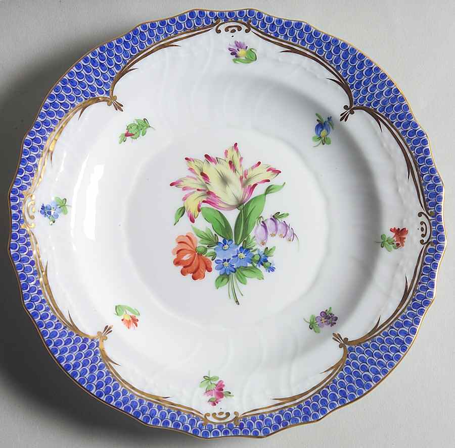 Printemps Blue Border Salad Plate by Herend-1