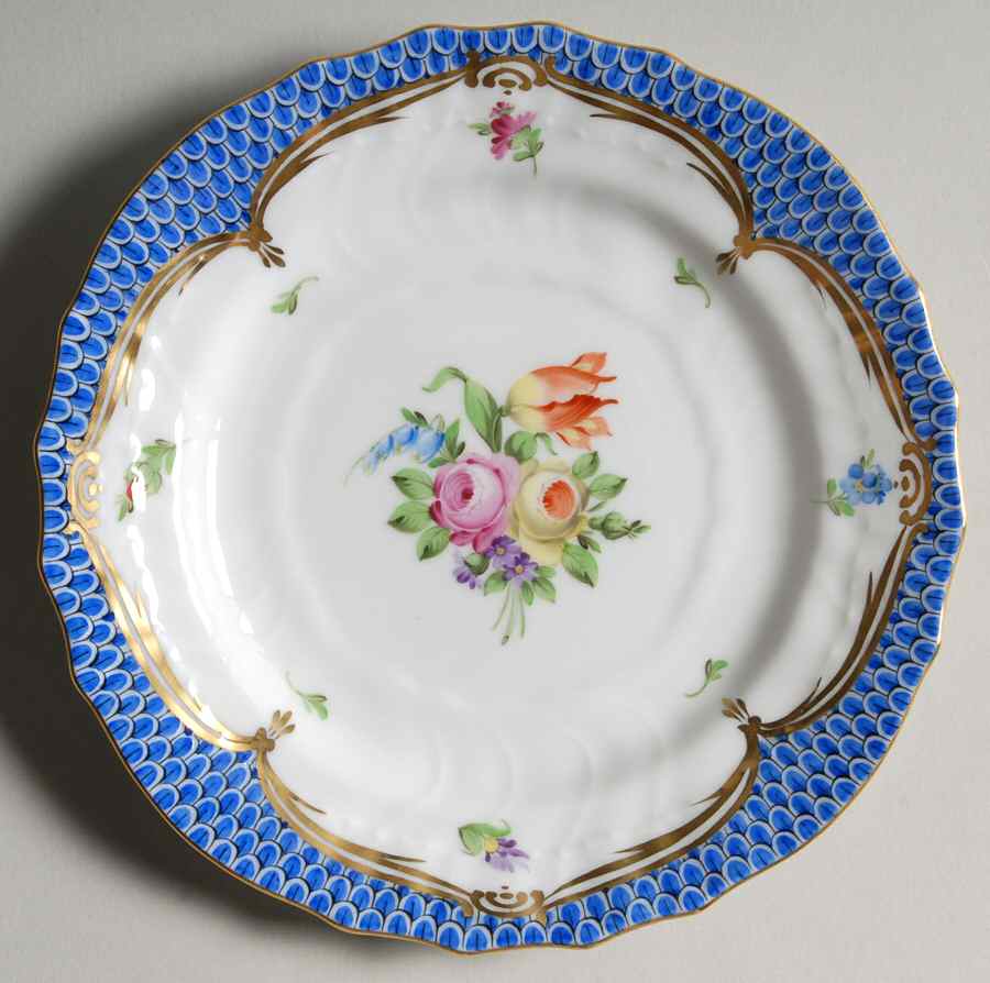 Printemps Blue Border Bread & Butter Plate by Herend-1
