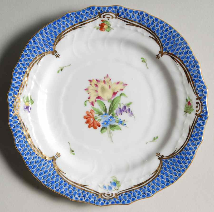 Printemps Blue Border Bread & Butter Plate by Herend-1