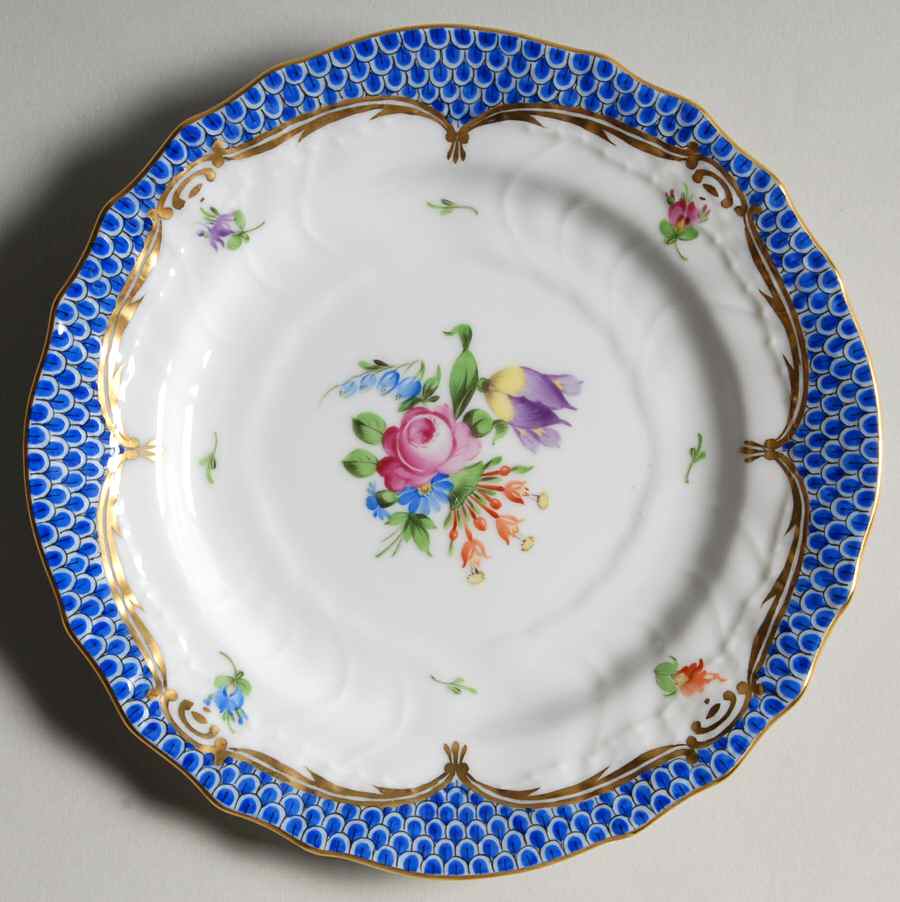 Printemps Blue Border Bread & Butter Plate by Herend-1